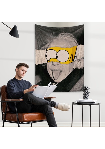 Albert Einstein / Homer Simpson Duvar Örtüsü - 100 cm x 135 cm
