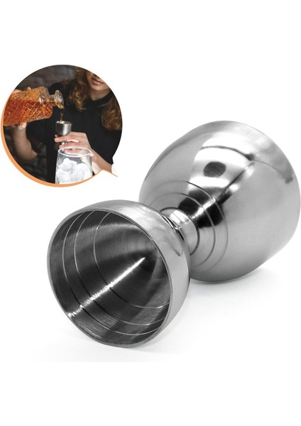 Paslanmaz Çift Ölçü Kabı 30/60 ml, Şeffaf, Pratik ve Dayanıklı, Çin Menşei
