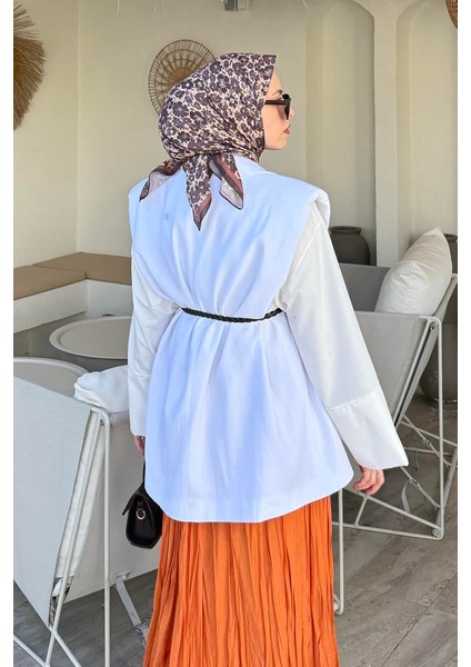 Vatkalı Yelek Beyaz fırsatları