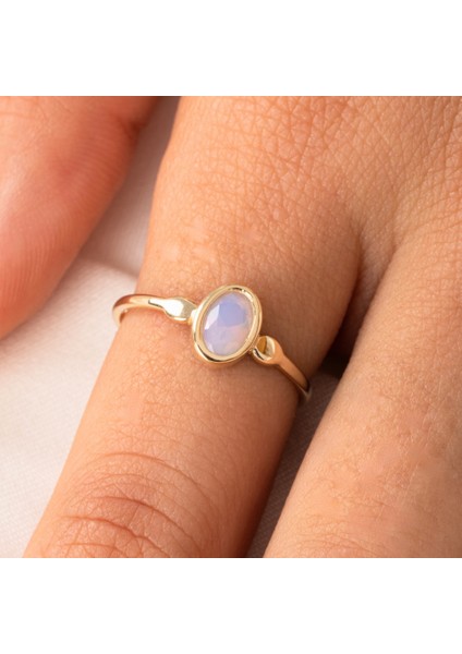 Gümüş Yüzük - Pembe Quarts Taşlı Tek Taş Evlilik Teklifi Yüzüğü-0.90 Karat Kristal Opal 925 Ayar Gümüş Yüzük