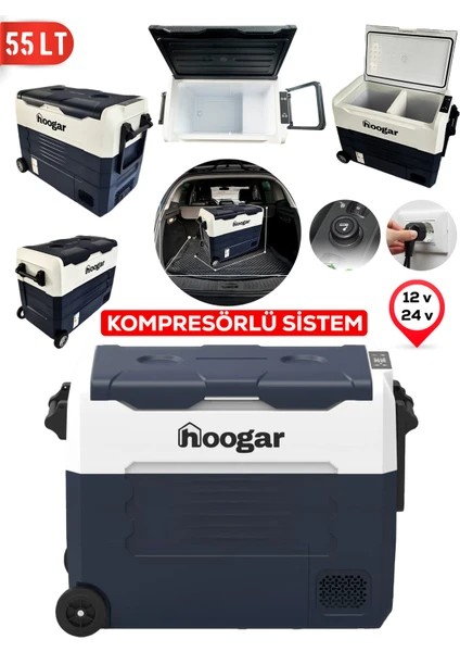 German Ea 55 Ltx Geniş Kabin Tekerlekli LED Ekran Oto Kamp Buzdolabı 12-24 Volt -20 Derece Hızlı Ssoğutma