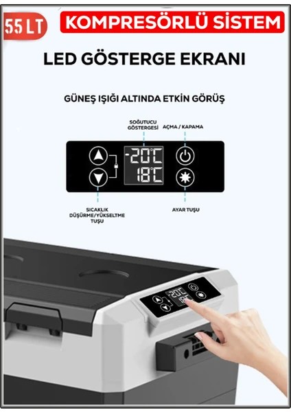 German Ea 55 Ltx Geniş Kabin Tekerlekli LED Ekran Oto Kamp Buzdolabı 12-24 Volt -20 Derece Hızlı Ssoğutma fırsatları