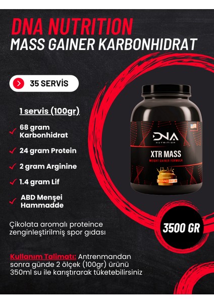 Xtr Mass Gainer Karbonhidrat Tozu 3500 gr Çikolata Aromalı