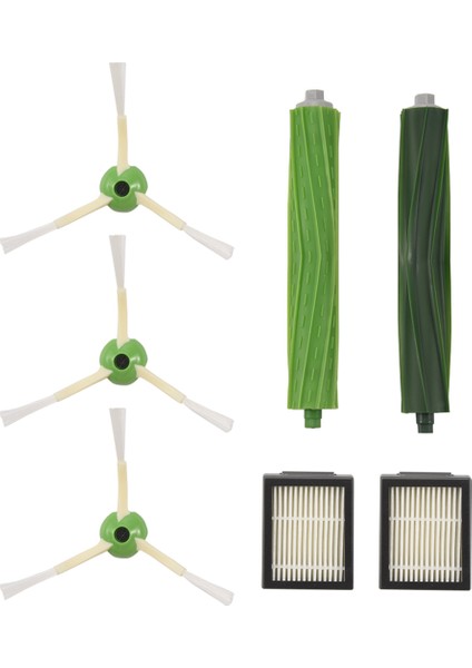 Irobot Roomba I7 I7+/ı7 Plus E5 E6 E7 Serisi Robotik Süpürge Için Yedek Aksesuar Seti, 2 Filtre + 3 Fırça + 1 Çok Yüzeyli Kauçuk Fırça (Yurt Dışından)
