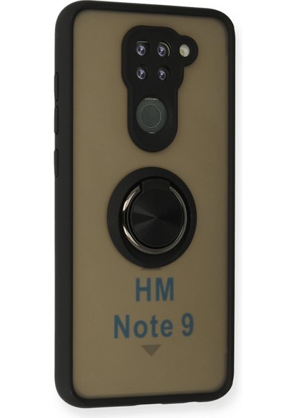 Xiaomi Redmi Note 9 Kılıf Montreal Yüzüklü Silikon Kapak - Siyah Inslm