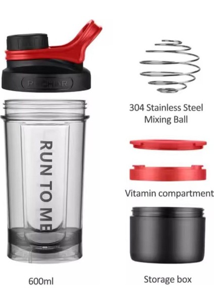 Mavi iki bölmeli yüksek kaliteli sızdırmaz spor protein şişesi 650 ml modelleri