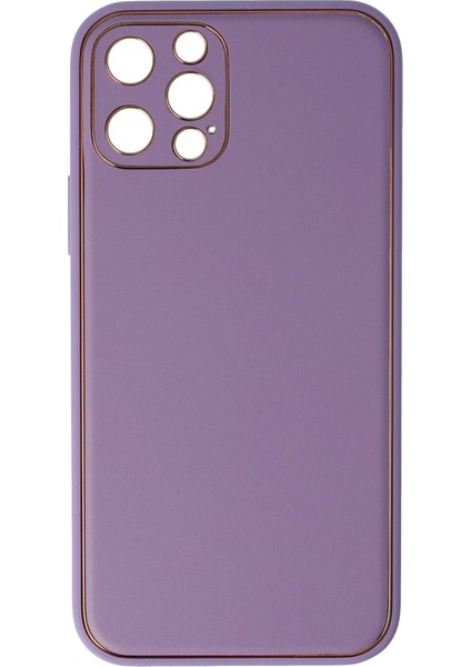 Iphone 12 Pro Kılıf Coco Deri Silikon Kapak - Lila Inslm