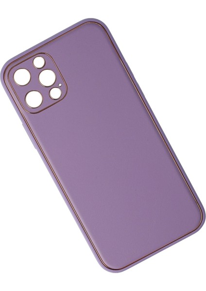 Iphone 12 Pro Kılıf Coco Deri Silikon Kapak - Lila Inslm