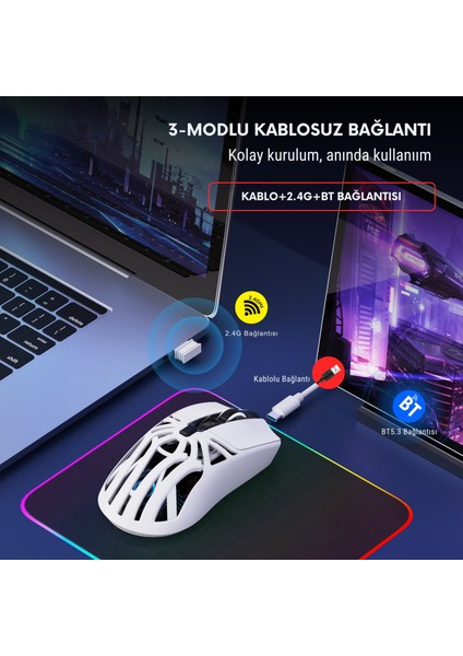 T400 Kablosuz 3 Modlu Dijital Göstergeli 650 Mah Batarya - Makrolu Oyuncu Mouse fırsatları