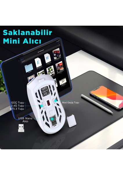 T400 Kablosuz 3 Modlu Dijital Göstergeli 650 Mah Batarya - Makrolu Oyuncu Mouse indirimleri