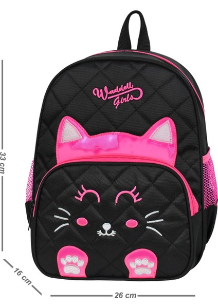 Lisanslı Ana Sınıfı Çantası Kedi Desen Anaokulu Kız Çocuk Çantası+Termal Beslenme Çantası modelleri