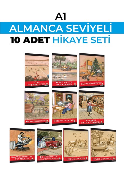Almanca Hikaye A1 Seviyesi 10 Lu Set (Karakot Okumalıdır)
