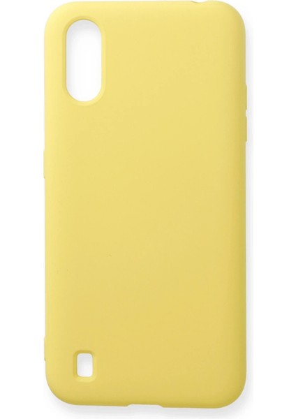 Samsung Galaxy A01 Kılıf Nano Içi Kadife Silikon - Sarı Inslm