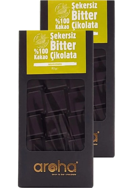 İkili Avantaj Paket Kakao Şekersiz Bitter Çikolata 80 g x 2 Adet