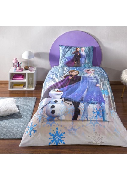 Lisanslı Disney Frozen Winter Tek Kişilik Pamuk Nevresim Takımı