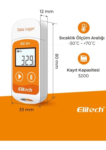 Plus Sıcaklık Kayıt Cihazı Datalogger Otomatik Pdf Rc-5+ THR379