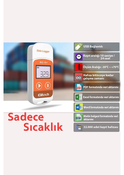 Plus Sıcaklık Kayıt Cihazı Datalogger Otomatik Pdf Rc-5+ THR379
