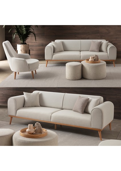 Rebul 3+1 Koltuk Takımı Krem Renk