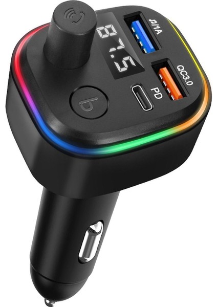 Araç Bluetooth 5.1 Fm Transmitter Cihazı Araba Müzik Mp3 Çalar Oto Çakmaklık 30w Hızlı Şarj Aleti