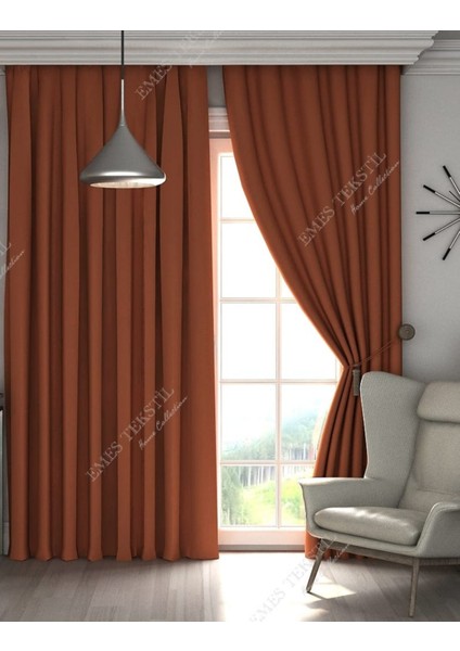 Turuncu Blackout, Işık Geçirmez Karartma Güneşlik, Pilesiz (Tek Kanat Fon Perde)