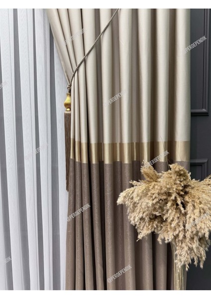 Pano Fon Perde,elegans Seri,azra Desen Vizon Gold Krem,taç,brilant,blackout,sık,pileli(Tek Kanat) fırsatları