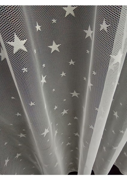 Çocuk Odası Tül Perdesi Yıldız Desen Beyaz Perde,normal Pileli Dikim fiyatları