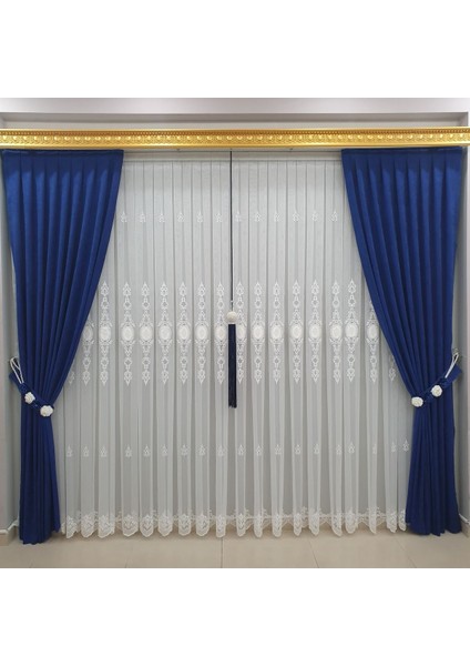 Ağır Nakışlı Kort Desenli Tül Perde, Avangart Model, 1/3 Sık Kanun pile dikim fiyatları