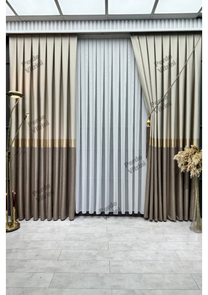 Vera Desen, Pano Fon Perde, Gold Detaylı Taş - Vizon Perde (Tek Kanat) indirimleri