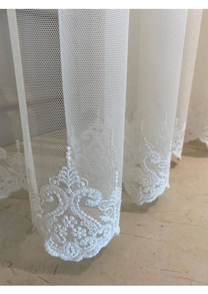 Lüks,eteği Işlemeli Sık Kanun Pileli, Tül Perde,mutfak Perdesi 1/40