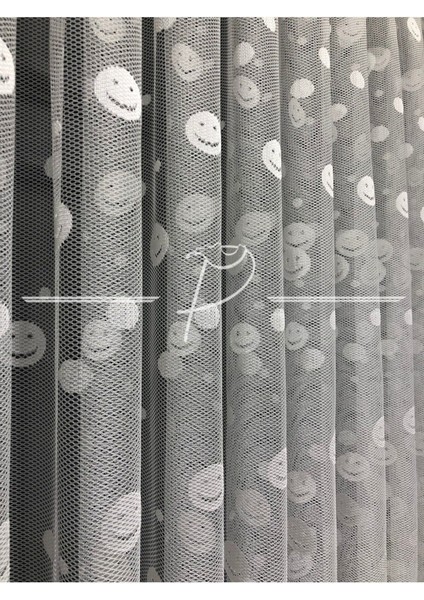 Emes, Gülen Yüz Desenli Çocuk, Salon, Mutfak Tülü, Kaliteli, Lüks, Kırışmaz, Ütüsüz