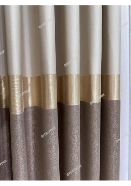 Pano Fon Perde,elegans Seri,azra Desen Vizon Gold Krem,taç,brilant,blackout,sık,pileli(Tek Kanat)