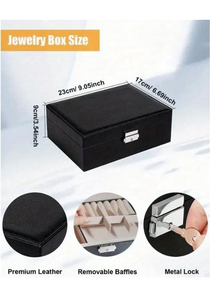 Şık 2 Katlı Kilit Detaylı Suni Deri Takı Organizer modelleri