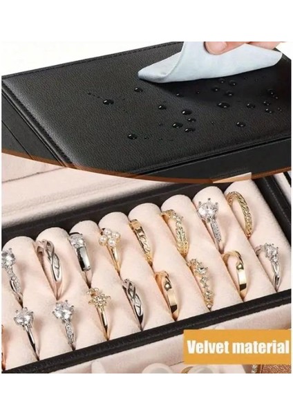 Şık 2 Katlı Kilit Detaylı Suni Deri Takı Organizer