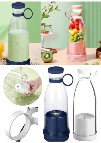 2'li Mini Elektrikli USB Meyve Sıkacağı ve Şişe Blender Seti, pratik ve taşınabilir kullanım