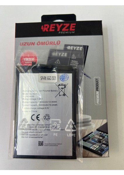 Reyze Tecno SPARK6GO 2021 Batarya