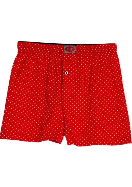 Erkek Yıldız Baskılı Kırmızı Boxer 13704
