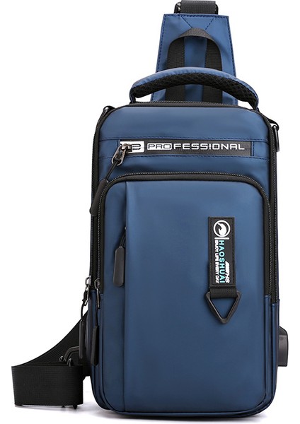 Yeni Erkek Çok Fonksiyonlu Göğüs Çantası Eğlence Omuz Crossbody Çanta USB Şarj Göğüs Çantası Hırsızlık Önleyici (Yurt Dışından)