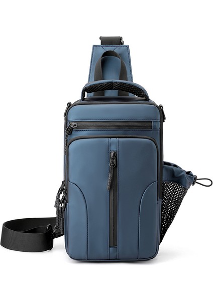 Erkek Fonksiyonel Göğüs Çantası Erkek Su Geçirmez Crossbody Çanta Trend Postacı Çantası Açık Çok Fonksiyonlu Tek Omuz (Yurt Dışından)