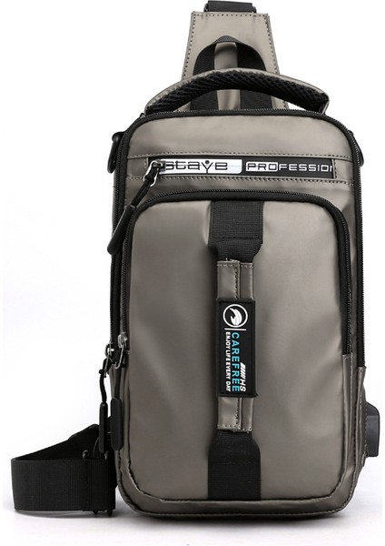 Yeni Erkek Göğüs Çantası Şarj USB Arayüzü Göğüs Çantası Çok Fonksiyonlu Omuz Çantası Omuz Çantası (Yurt Dışından)