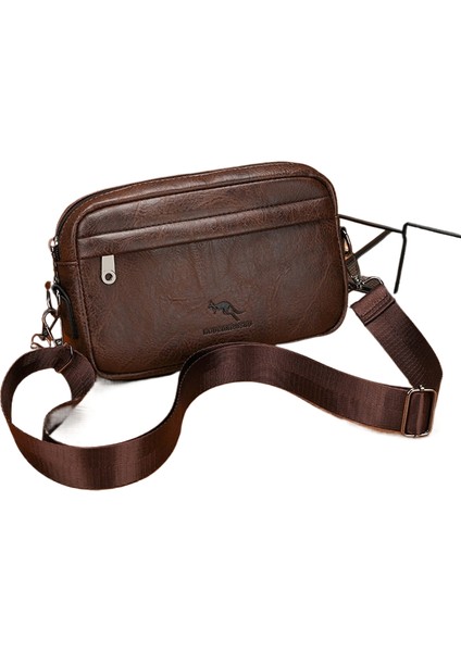 Deri Erkek Omuz Çantası Günlük Trend Göğüs Çantası Vintage Biker Deri Crossbody Kişiselleştirilmiş Telefon Çantası (Yurt Dışından)