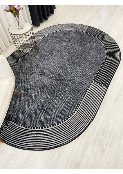 Gri-Siyah Jüt Sisal Görünüm Kaymaz Taban Halı fiyatları