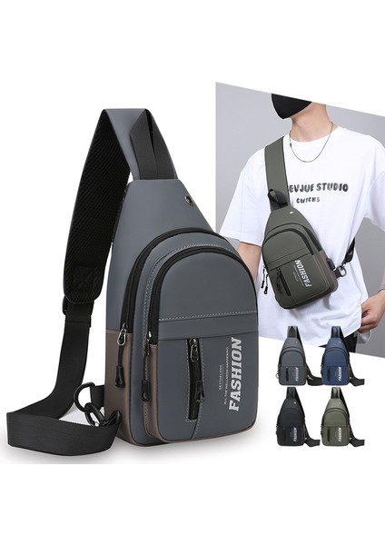 Göğüs Çantası Erkek Yeni Moda Trend Crossbody Çanta Omuz Çantası Basit Çok Fonksiyonlu Bel Çantası (Yurt Dışından)