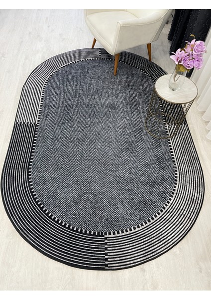 Gri-Siyah Jüt Sisal Görünüm Kaymaz Taban Halı fırsatları