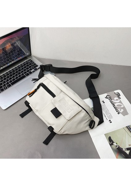 Crossbody Çanta Basit Göğüs Çantası Erkek Omuz Çantası Öğrenciler Çok Yönlü Satchel Bel Çantası (Yurt Dışından)