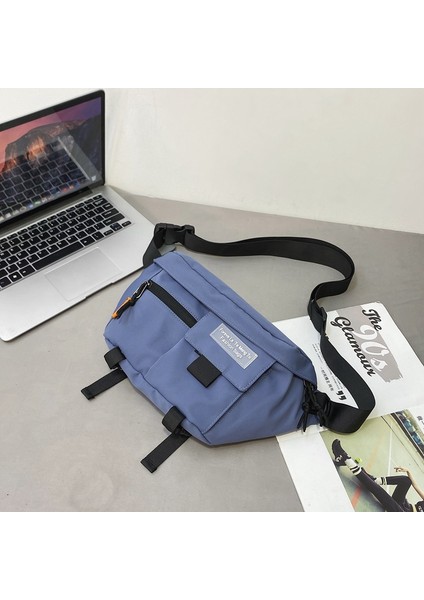 Crossbody Çanta Basit Göğüs Çantası Erkek Omuz Çantası Öğrenciler Çok Yönlü Satchel Bel Çantası (Yurt Dışından)
