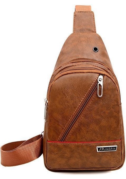 Pu Deri Küçük Çanta Moda Basit Omuz Crossbody Çanta Erkek Rahat Göğüs Çantası Asılı Çanta (Yurt Dışından)