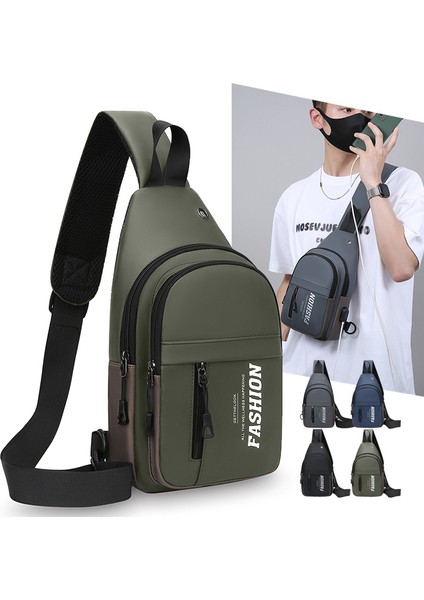 Göğüs Çantası Erkek Yeni Moda Trend Crossbody Çanta Omuz Çantası Basit Çok Fonksiyonlu Bel Çantası (Yurt Dışından)
