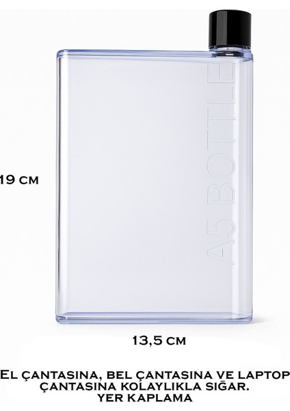 A5 Memo 420 ml Bottle Motivasyonel Su Matarası Notebook Sporcu Suluk Su Şişesi