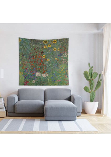 Farm Garden With Sunflowers Duvar Örtüsü - 135 cm x 135 cm