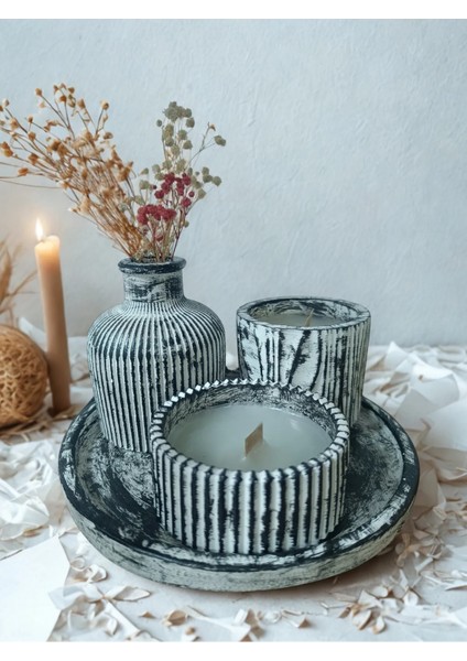 Crafts Tasarım 4 Lü Dekoratif Mum Seti Çift Renk